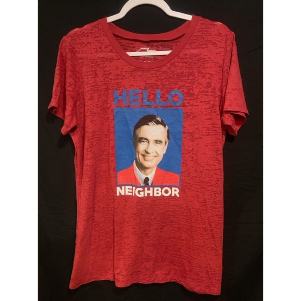 Mister Rogers Hello Neighbor Red XL Burnout Graphic Tee